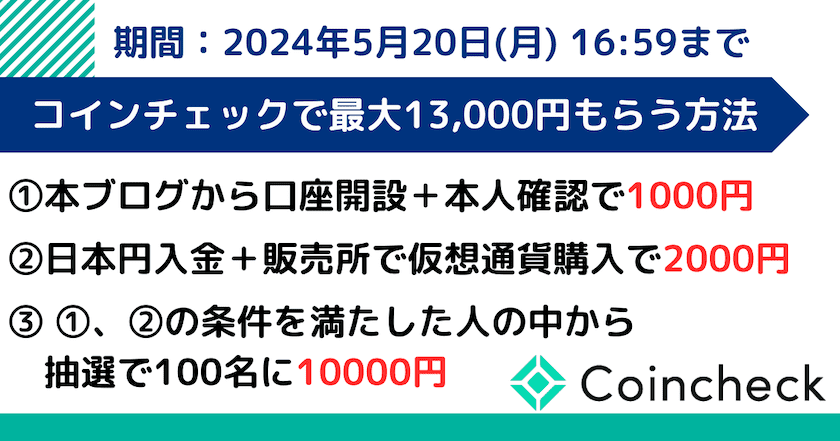 コインチェック　キャンペーン2024.5 13000円